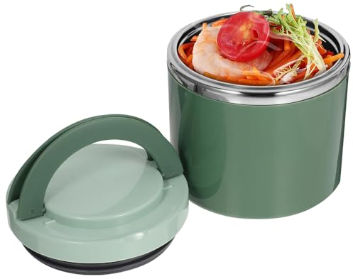 Lotvic Boîtes Alimentaires Isothermes, 1L Boîte Alimentaire Isotherme, Thermos Alimentaire Chaud, Boîte Isotherme Repas Chaud avec Poignée, Contenant en Acier Inoxydable pour Ecole, Bureau, Vert