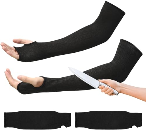 Lilbitty 1 Paar Schnittfeste Garten-Ärmel aus Metall, Armschützer für dünne Haut, schützende Arm Ärmel für Hof, Landwirtschaft, Haustierpflege，Schwarz