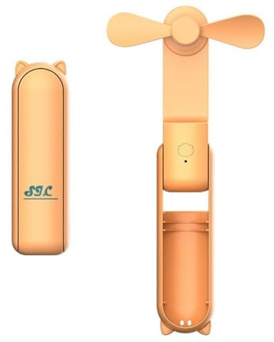 SIC - Mini Ventilatore Portatile, Ventilatore Portatile a Batteria, Ventilatore da Scrivania Silenzioso Piccolo, Ventilatori Portatili, Powerbank Ventilatore Ricaricabile Porta Tipo C (Arancione)