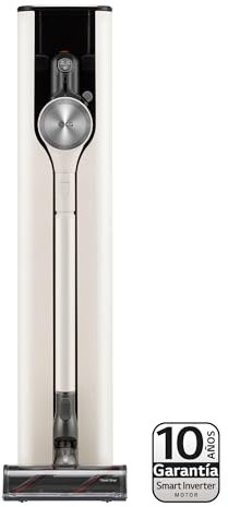 LG A9T-ULTRA2C - Aspirador Escoba All-in-one Kompressor, 210 W de Succión, Sistema de Autovaciado, Doble Batería, Sistema de Compresión de Polvo, Beige