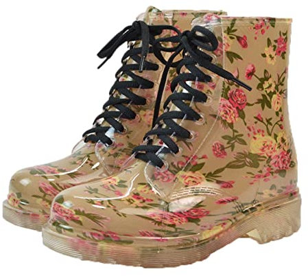 Stivali da giardino antiscivolo, stivali di gomma Stivali da pioggia da donna autunnali Stivali da pioggia colorati trasparenti impermeabili Stivali da pioggia con stampa leopardata da donna(Size:5.5)