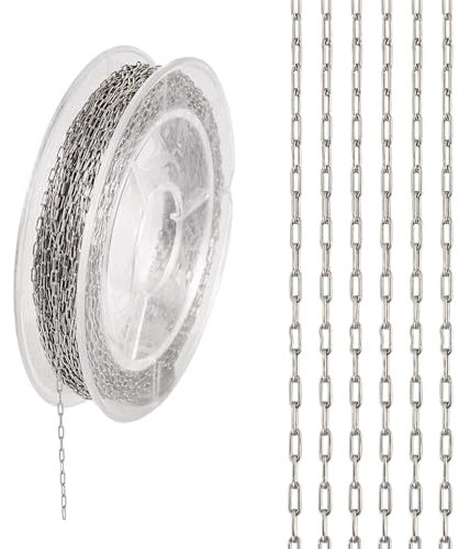 Craftdady Cadena de collar delicada de 1,3 x 1 mm, de acero inoxidable, para hacer pulseras, anillos, collares