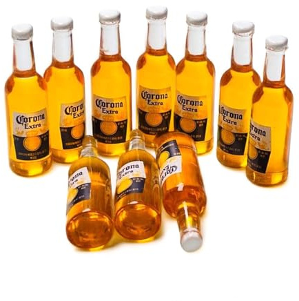 10 bottiglie di birra finte, mini birre realistiche, forniture in miniatura, accessori per archi, cabochon per cellulare decodificati, oggetti di scena alimentari, falsi cottura.