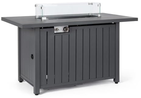 Decor Space Chimenea de gas Wolke estructura de acero pintado gris oscuro con pantalla de cristal