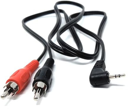 DRUT 2m 2.5mm Stereo Right Angled Jack Plug to 2 x RCA Phono Plugs Audio | Durable, reliable connectors. No drivers needed, plug & play. Great for Hi-Fi systems, laptops, phones, mixers, and...