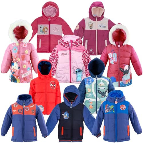 Characters Cartoons - Bambina Bambino - Giubbotto Giaccone Parka Giacca Piumino Sintetico con Cappuccio - Autunno Inverno - Licenza Ufficiale [0233 Rosa - 5 anni]