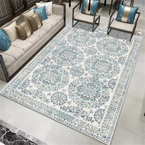 RUGMRZ Teppich Flur Lang Küche Teppich Blauer Wohnzimmerteppich rechteckiges Sofakissen rutschfest pflegeleicht anpassbar Balkon Teppich Outdoor 80X120CM