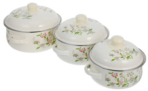 Alipis 3piezas Ollas Esmaltadas Olla De Cocina Vintage Asas Dobles Para Guisar Sopa