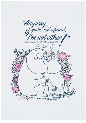 Moomin Poster mit Zitat Not Afraid Comet in Moominland, A4, Wandkunst, englische Aufschrift Snorkmaiden