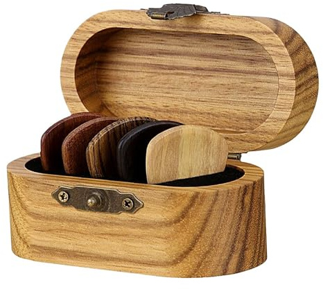 Générique Gitarren-Pick-Halter, Wooden Pick Holder, 8 cm, tragbar, multifunktional, Gitarren-Zubehör, Ukulele Storage, Bass Pick Holder, Travel Guitar Pick Case, Single Attribute, Se référer au