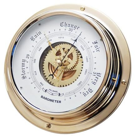 Ousidiman Brass Barometers Marine Weather Stations 180mm Diameter Maritimes Barometers for Yacht Outdoor Weather Instrument