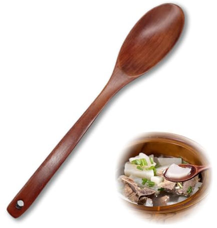 VONJUMA Wooden Cooking Spoon Acacia Wood Natural Treated Roasting Spoon Wood Cooking Cutlery Natural Treated Roasting and Cooking Cutlery Durable Wooden Spoon for the Kitchen 32.5 x 5.8 cm