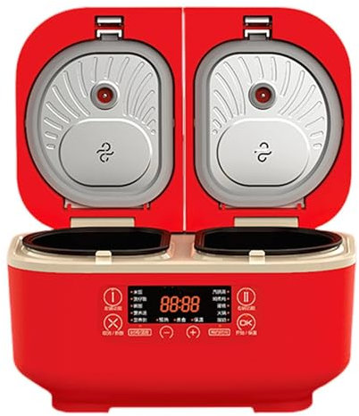 Professional Electric Rice Cooker - 1.5L + 1.5L Double Inner Multi-Function Cooker with 12H Timer and Precise Dual-Sense Temperature Control for Home Kitchen(Red)