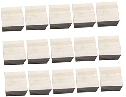 LALAFINA 15piezas Cubo De Bricolaje De Madera Bloques De Adornos Diy Para Pintura y Manualidades