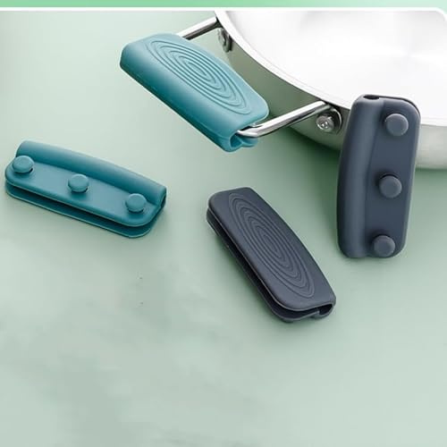 SJTJSPX Poignée de Marmite Silicone Lot de 4 Support de Poignées de Pot Isolée Thermiquement Antidérapante Couvercle de Poignée pour Cocotte Casseroles Poêles Protection de Doigts Contre Chaleur