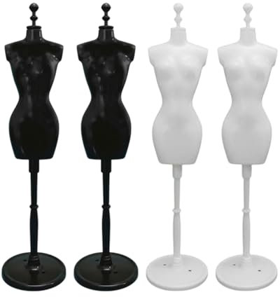 LEEQ 4pcs Schneiderpuppe Weibliche, Puppenkleid Form Schneiderbüste Damenbüste Schaufensterpuppe Puppenkleid Displayhalter Mannequin Modell Puppenständer für DIY Puppenhaus Deko