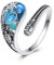 URONE Spoon Ring 925 Sterling Silver Turquoise Turtle Adjustable Open Adjustable Thumb Rings Ocean Jewellery for Women Sea Turtle Lovers