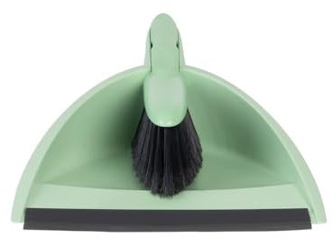 Brockley Tech Compact Dustpan and Brush Set – Soft Bristles, Durable Plastic, Easy Storage, Ideal for Home and Office Cleaning (Green)