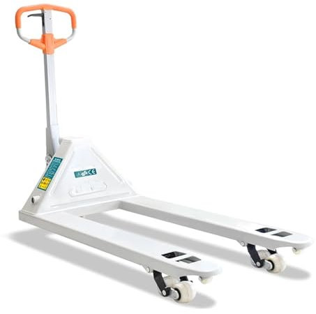 Transpallet Manuale (2T/3T), Carrello Elevatore Manuale con Manico Confortevole, Ruota Ausiliaria per Rampa, Telaio Rinforzato e Robusto(2T)