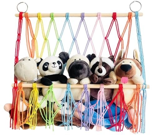 Plüsch-Hängematte – Hängende Puppe und Plüschtiernetz, Stofftier-Aufbewahrungsregal, stabiler Boho-Eck-Organizer, Schlafzimmer-Dekoration, praktische Aufbewahrungslösung für Kinderspielzeug, Puppen