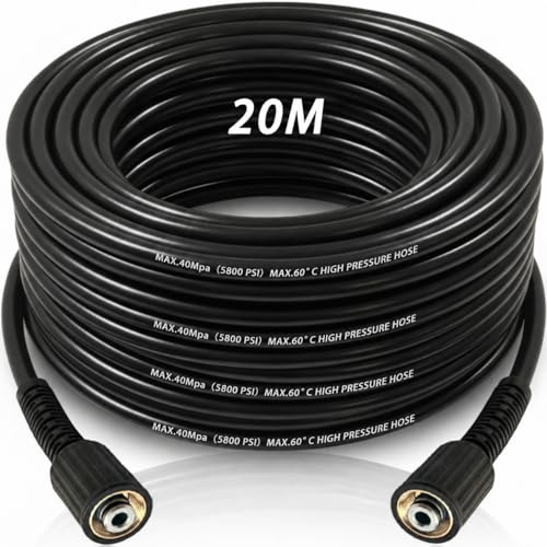 20M Tubo di prolunga resistente alle pieghe M22 per idropulitrice con raccordo filettato in ottone, tubo per idropulitrice ad alta pressione 2610 PSI, tubo di ricambio per idropulitrice M22-14mm