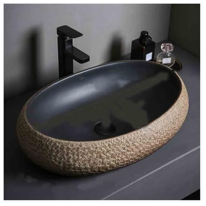 GLigeT Waschtisch Minimalistisches ovales Aufsatzwaschbecken Großes Badezimmer-Waschbecken aus Keramik