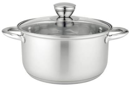 Florina Matteo 20 cm 3,6 L Edelstahltopf mit Glasdeckel | Für Induktion, Gas, Elektro, Ceran | Messskala innen | Spülmaschinengeeignet | Hitzebeständiger Deckel | Langlebig & robust