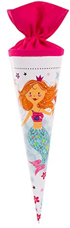 goldbuch 93582 Geschwistertüte 35 cm, Schultüte für Mädchen, Zuckertüte mit Motiv Fräulein Meer, Geschenktüte aus Lackkarton mit Filzverschluss, zur Einschulung und Schulanfang, ca. 35 x 11,5 cm