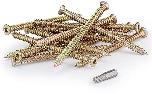 SEQUAL® 150mm (Pack of 20) Easy Drive Countersunk Direct Concrete Screws. No Plugs Needed Concrete Screw Pack with Torx Head, T30 Torx Driver Bit Included