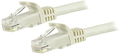 StarTech.com 7.5m CAT6 Ethernet Cable - White CAT 6 Gigabit Ethernet Wire -650MHz 100W PoE RJ45 UTP Network/Patch Cord Snagless w/Strain Relief Fluke Tested/Wiring is UL Certified/TIA (N6PATC750CMWH)
