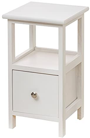 Baroni Home Nachttisch, Kommode für Wohn-, Schlaf- und Kinderzimmer, Mehrzweckschrank, 1 Schublade und 1 Einlegeboden, Weiß, 25x25x44 cm