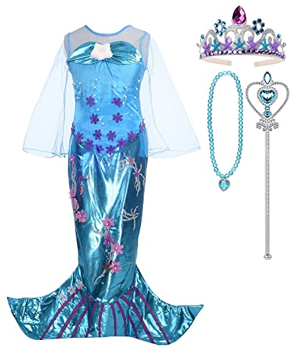 Lito Angels Prinzessin Meerjungfrau Kostüm Kleid Verkleidung mit Zubehör für Kleinkind Mädchen Größe 5 Jahre 110