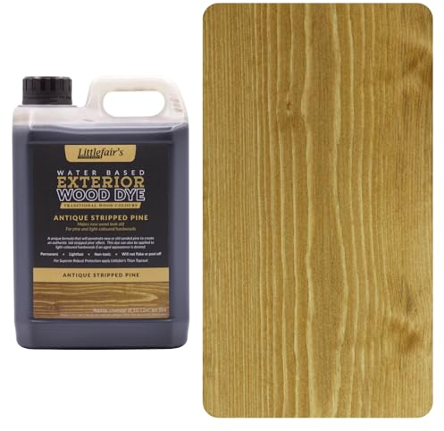 Littlefair's Holzlasur Außen 5ltr - Holzlasur Für Natürliche Holzmaserung - Wasserbasierte Holz Lasur - Schnell Trocknend, Schützt Und Umweltfreundlich - Farbe:Antike, abisolierte Kiefer)