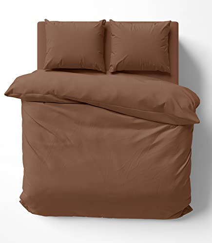 one-home Uni Bettwäsche 200x220 cm braun Schoko Doppelbett Einfarbig Renforce Baumwolle