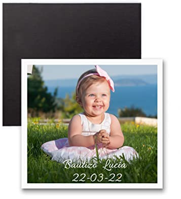 Detalles y Recuerdos de Bautizos, Comuniones, Bodas,Fiestas de Cumpleaños.para Invitados Originales,Pack Iman Flexible Personalizado (Cuadrado 7x7cm, Pack 8 Unidades) (Iman Flexible, Pack 8unidades)