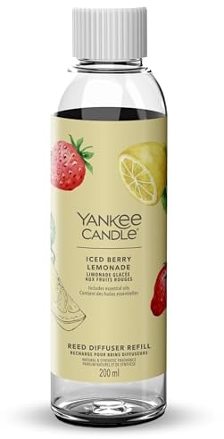 Yankee Candle Signature Nachfüllung für Diffusor mit Rattanstäbchen | Iced Berry Lemonade | 200ml | bis zu 20 Wochen Duft | Perfekte Geschenke für Frauen