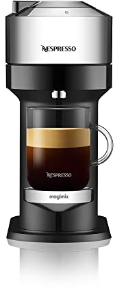Nespresso Vertuo Next Deluxe Automatic Pod coffee machine for Americano, Decaf, Espresso by Magimix in Chrome