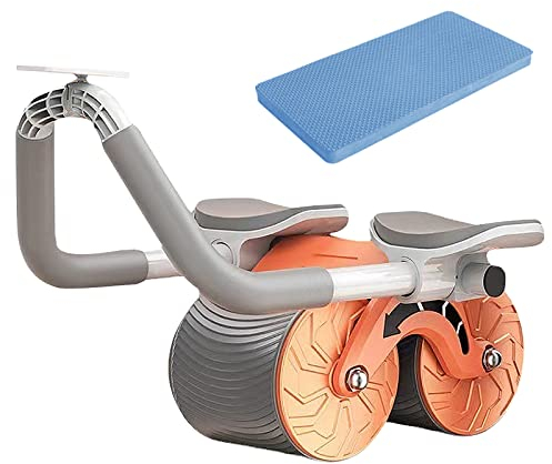 AB Roller Bauchtrainer, Muskeldehnungs-Bauchrad AB Wheel Mit Kniepolster mit Timer, Automatic Rebound Aabdominal Wheel für Abdominal Core Strength Training (Orange)