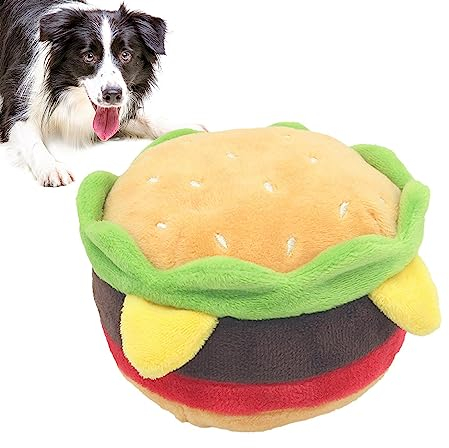 JPSDOWS Haustier-Hamburger-Kauspielzeug,Simulation Pommes Frites weiches Plüschspielzeug | Quietschendes, bissfestes Zahnreinigungsgerät für Hunde und Kaninchen