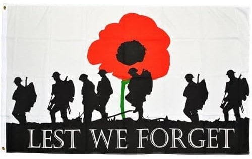 Flagmax Lest we forget army Flag 5ft x 3ft (90cm x 150cm) Remembrance Day Flags