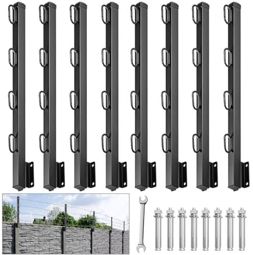 TOPTGO 8 Pack Post Extender, 23.5 Barbed Wire Extend Arm for Outdoor Fences to Increase Height, Protect Privacy and Pets Jumping Off (With Bolts for Concrete Wall)