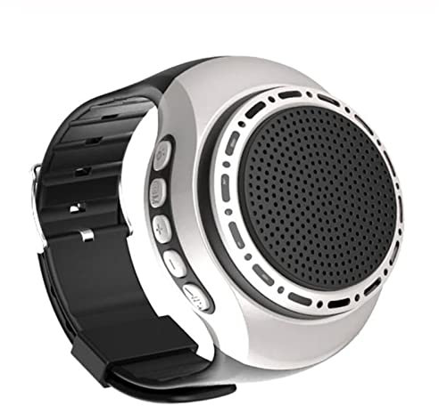 U6 Wrist Watch BT Speakers, Bluetooth SpeakerCard with Radio FM Portable Outdoor Sports Cycling Running LED Colorful Support TF Card WAV/MP3 (Silver)