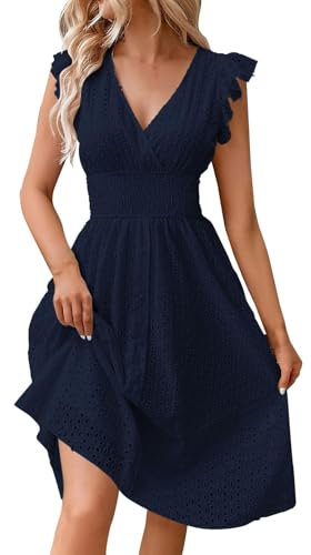 Robe Femme Chic Et Elegant Grande Taille Vetement Ete Tenues Élégante Plage Robe Boheme Chic Robe De Plage Fleurie Robe Sexy Chic Et Ventes Flash Navy M
