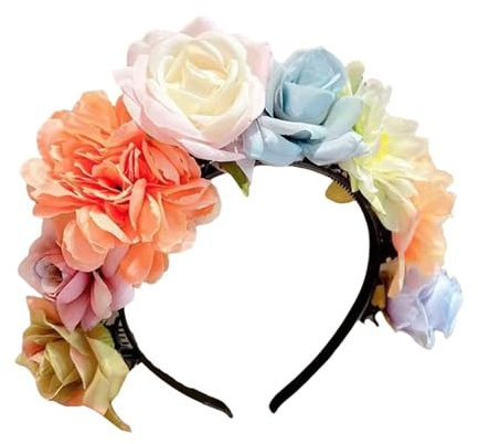 SSyang Fleur Artificiel Mariée Serre Tête, Serre-Tête à Couronne de Fleurs Mexicaines, Bandeau à Cheveux Fleur Couronne Guirlande, pour Fille et Femme Bridal Hairband Floral Garland Headpiece