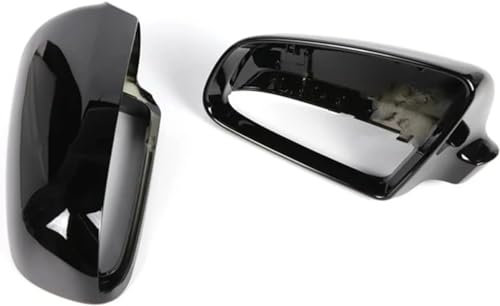 1 Paar Auto Spiegelkappen für Audi A4 S4 B6 B7 8E 8H A6 S6 C6 4F 2006-2009,Seite Flügel Rückspiegel Abdeckung,Links Rechts Tür Außenspiegelkappe Gehäuse Ersetzen Zubehör,A-Bright Black