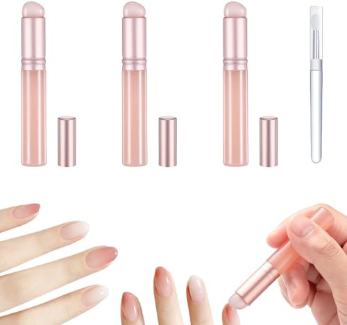 4 Stück Nagel-Silikonpinsel, wiederverwendbar, Nagelverlaufsbürste, tragbar, Ombré-Nagelbürste zum Auftragen von Aurora Magic Mirror Powderf