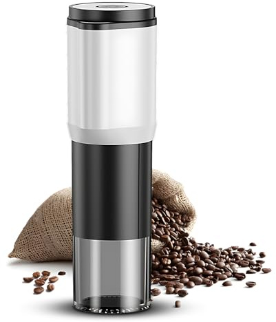 2-in-1 Elektrische manuelle Kaffeebohnenmühle 5-stufig einstellbar mit Timing-Modus Auto Stop schnurlos tragbar Espresso Abnehmbarer Keramikkern Transparenter Mülleimer USB-Aufladung