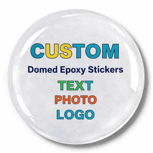 Personalisierte runde Epoxidharz Aufkleber – 3D Doming Sticker mit eigenem Logo, Bild oder Text – Selbstklebende PVC Etiketten mit Vollflächendruck, individuelle Größen (Rund)