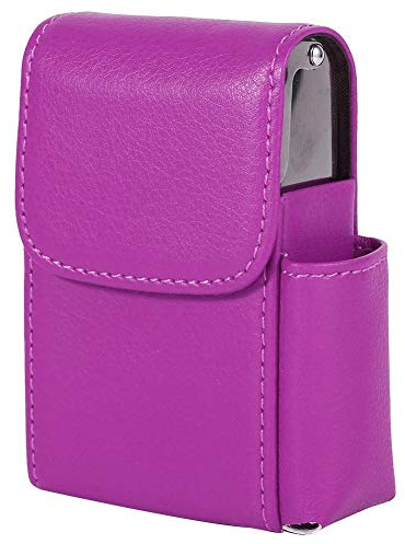 Portasigarette, Custodia per Tabacco in Pelle PU con Porta Accendino Porta Biglietti da Visita di San Compleanno per La Festa Della Mamma Unisex Rosa Rossa 9,6 x 6,5 x