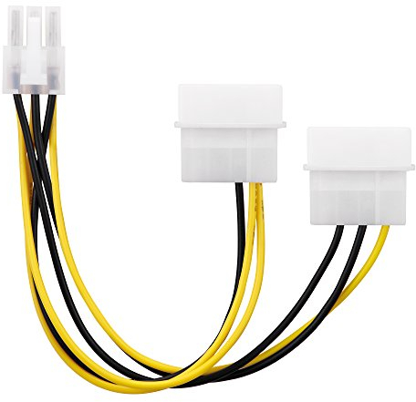 conecto CC20020 2-mal 4-polig IDE Molex auf 1-mal 6-polig PCI-E Strom-Adapter-Kabel für Grafikkarte 15 cm